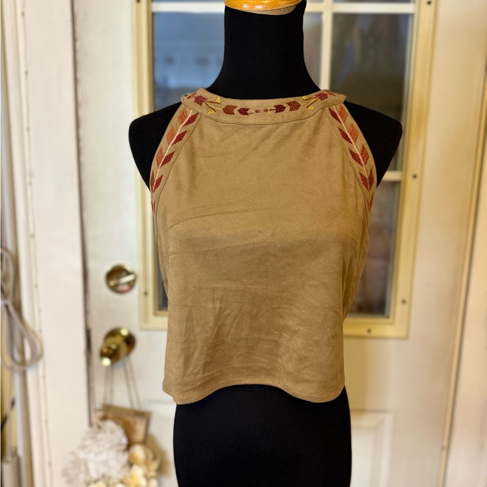 PacSun Tan Embroidered Tank Top